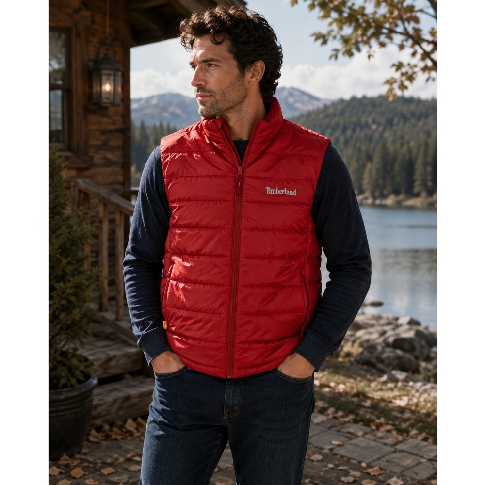 Timberland Puffer Vest Mens XL Red Gorpcore Outdoor TB0A5QVR